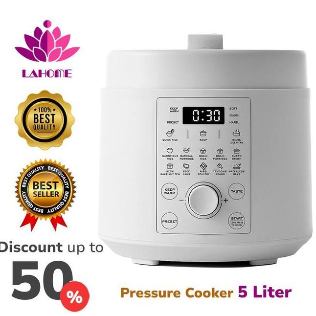 Lahome Smart Electirc Pressure Cooker 5L Panci Presto Multifungsi Low Watt Slow Cookers Multicooking