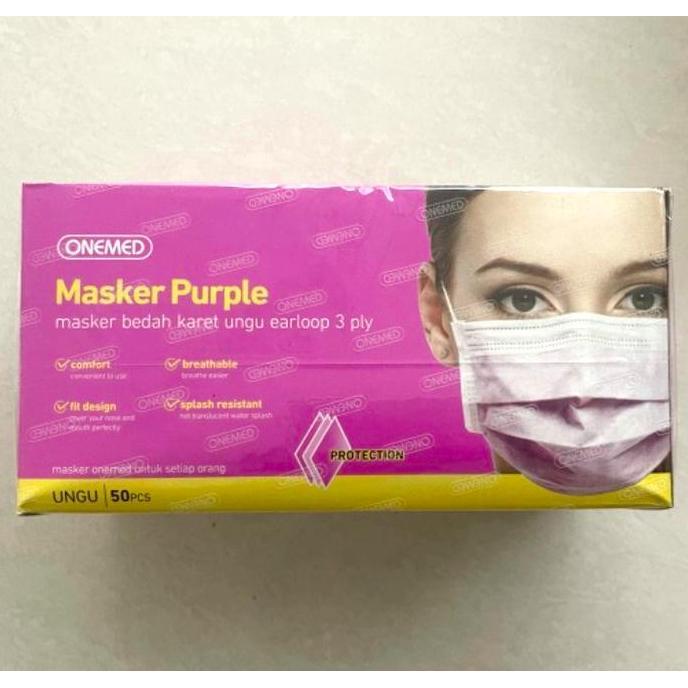 Masker Earloop Onemed Ungu Medis - Masker Medis Onemed Purple