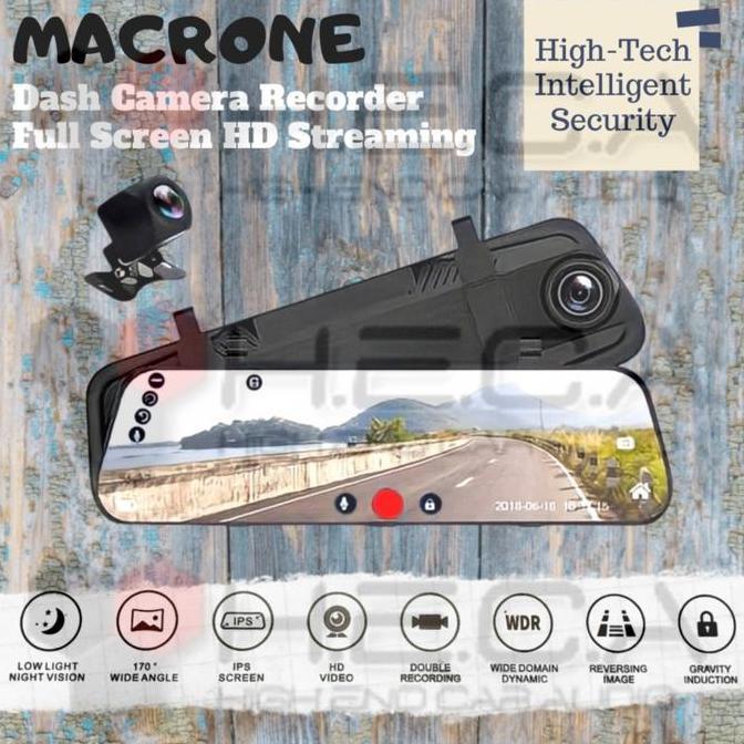 MACRONE DVR Kaca Spion Tengah Recorder Dashcam CCTV Mobil Rear Camera