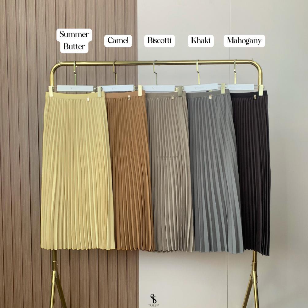 GARANSI Tuscany Official Tuscany Signature Pleated Skirt Rok Plisket Pleats Full Karet Rok Wanita
