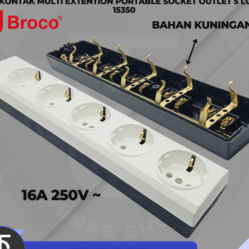 Stop Kontak 5 Lubang Broco 15350 / Stop Kontak 5 Lubang Broco 15350 / Stop Kontak Broco 5 Lubang / S