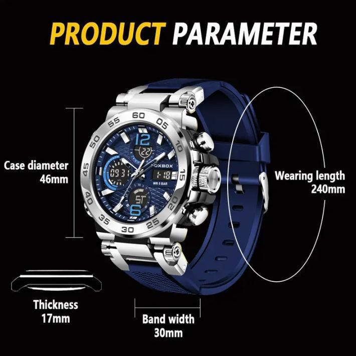NEW ARRIVAL FOXBOX Jam Tangan Pria Anti Air Original LIGE Digital Analog Asli Tali Silikon Jam Tanga
