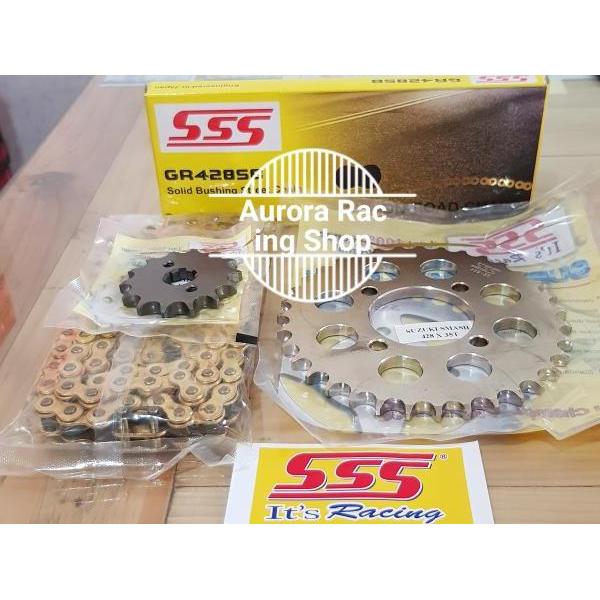 Gear Set Sss 428 Satria 120 Hiu / Satria 2 Tak Lumba / Shogun 110 / Tornado / Braco Rc & Rantai Sss 