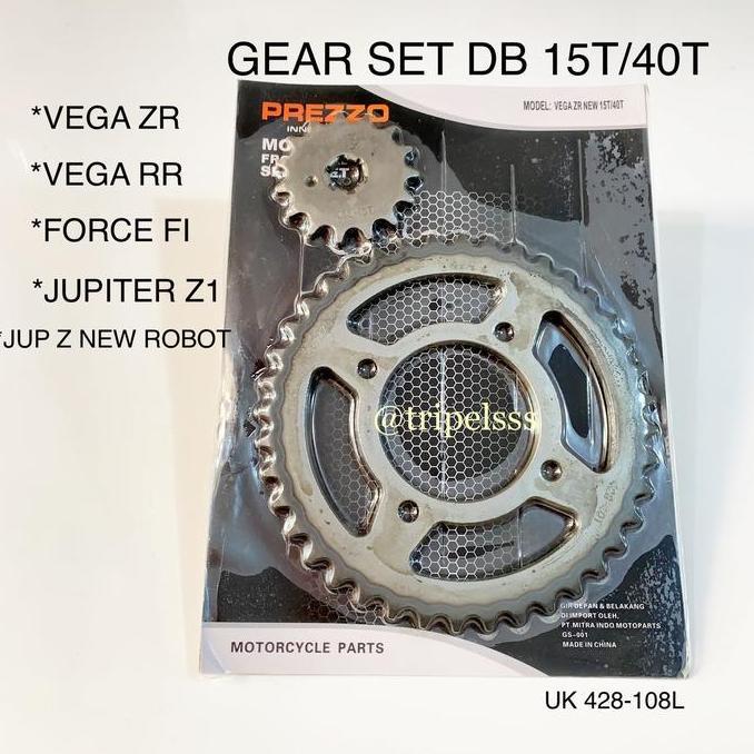 Gear Gir Set Vega Zr New / Vega Rr / Vega Force Fi / Jupiter Z New Robot / Jupiter Z1 15/40T Untuk S
