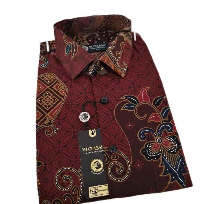 Batik, V4 Classic - Kemeja Batik Lengan Pendek -  M-L-Xl. Br 244