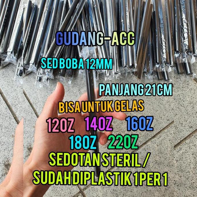 Deoch- Pipa Sedotan Plastik 12Mm 21Cm Bubble Boba Cochoc Steril Runcing Lurus