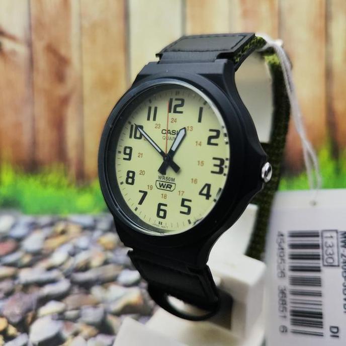 Ready  Casio Analog Jam Tangan Pria Strap Kanvas MW-240B Original Bergaransi