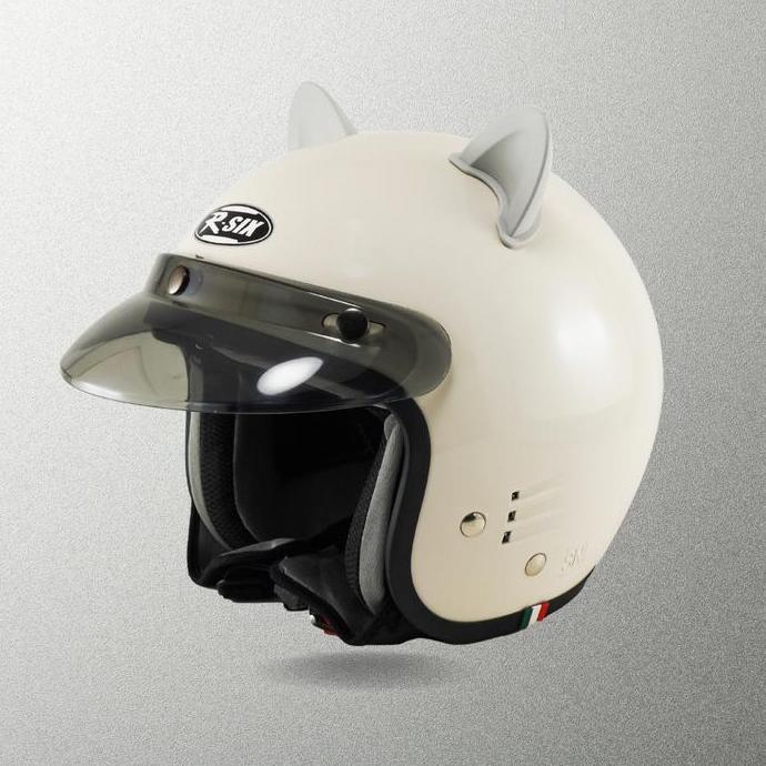 Helm Bogo Dewasa Polos Motor  Wanita Kuping Kucing Kaca Motorcycle