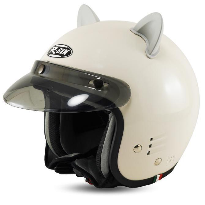 Helm Bogo Dewasa Wanita Gradasi Kuping Kucing Grey  Kaca