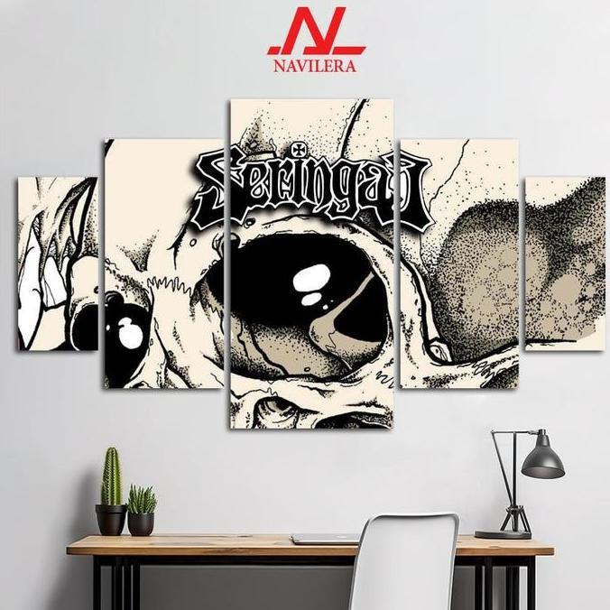 NAVILERA.CO HIASAN PAJANGAN DINDING BAND POSTER BAND 1 SET SERINGAI 5 Pcs POSTER KAYU WALL DECOR