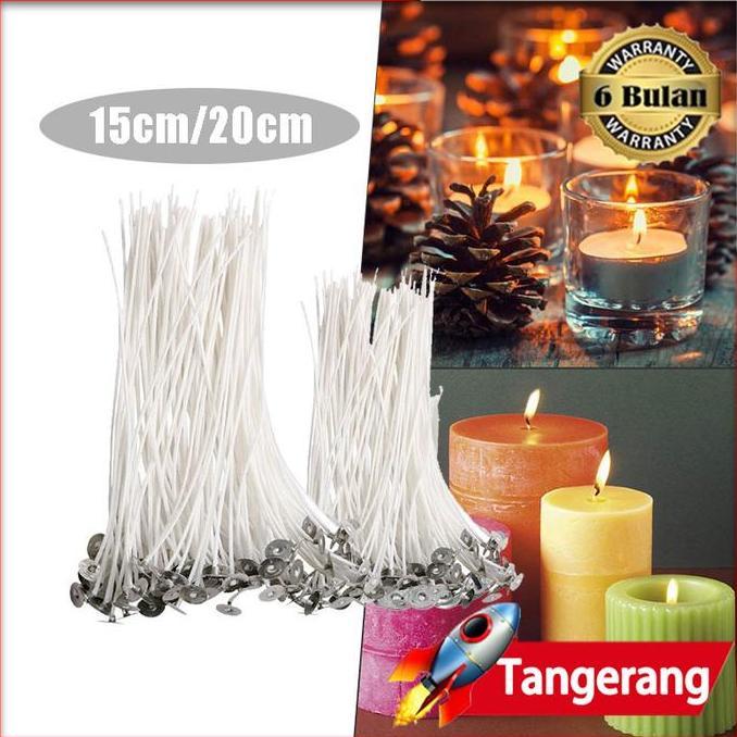 POIRENS 100Pcs Sumbu Lilin Cotton Candle Wick Waxed Cotton Sumbu Lilin Tebal