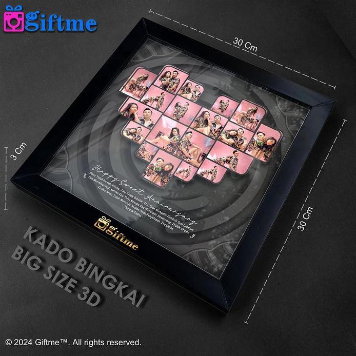 GIFTME Kado Custom Bingkai Foto Love 3D Bisa Request Foto Dilengkapi Lampu LED