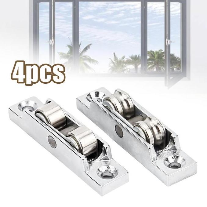 AMERZANA 4pcs Roda Pintu Geser Anti Karat Roda Katrol Pintu Geser Zinc Alloy Katrol Pintu