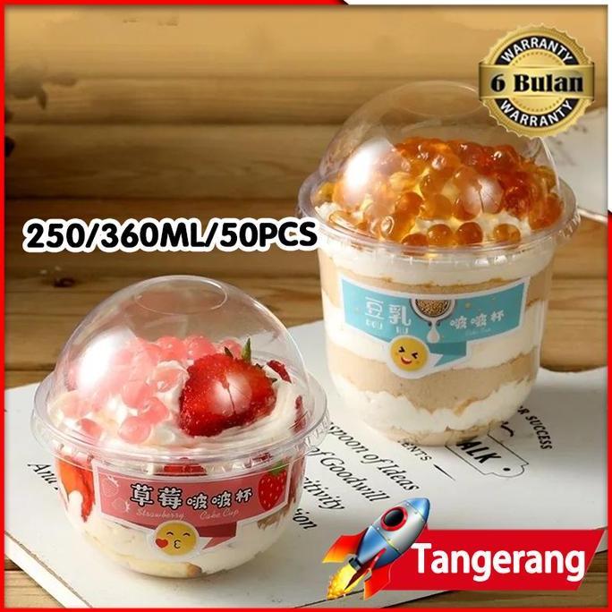 MIMUNASA 50set Dessert Cup 250ml 360ml Bulat Puding Tiramisu Gelato Cup