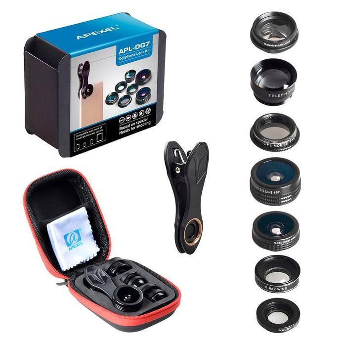 Ready Apexel 7 in 1 camera lens HP 2x portrait lens fisheye wide angle Macro