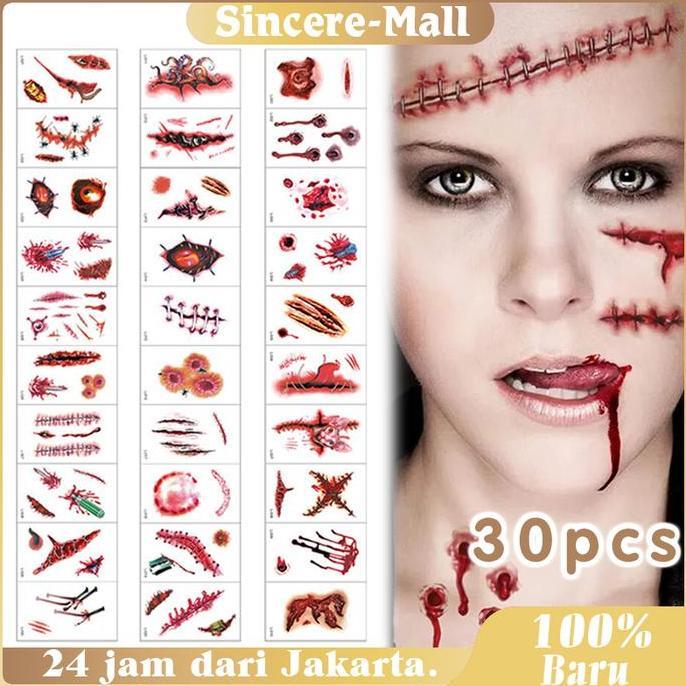 ERTTOLIN Tato Luka Palsu Tatoo Temporer Tahan Lama Scar Sticker Tattoo