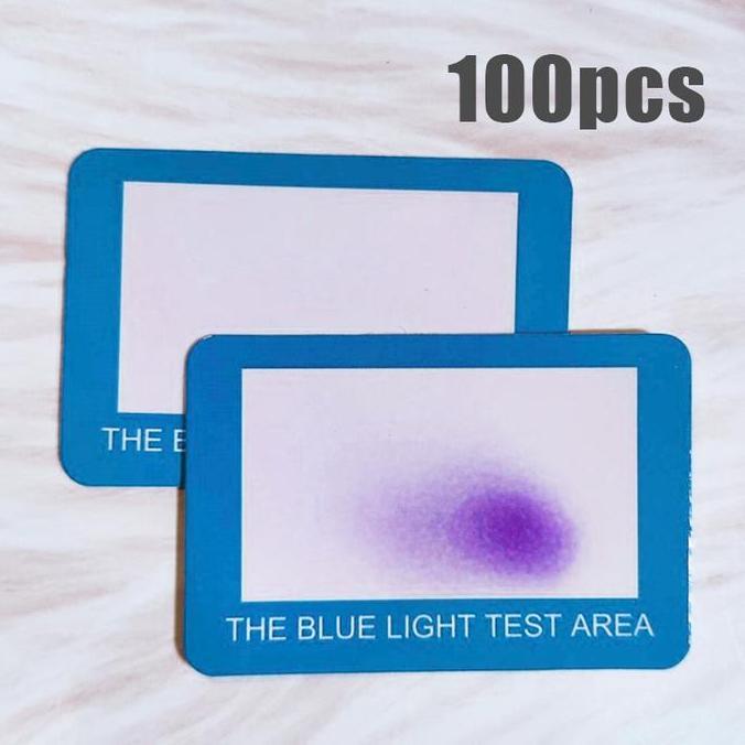 AMERZANA 100PCS Kartu Test Kacamata Blue Light Uv UV Test Paper Test Paper Alat Tes Sinar Biru Kacam