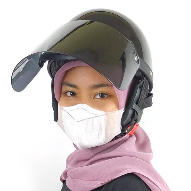 ACN Helm Vintage Chip Cetok Bogo Setengah Kepala Pria Wanita Dewasa Kaca Datar Aksess Motorcycle Vis