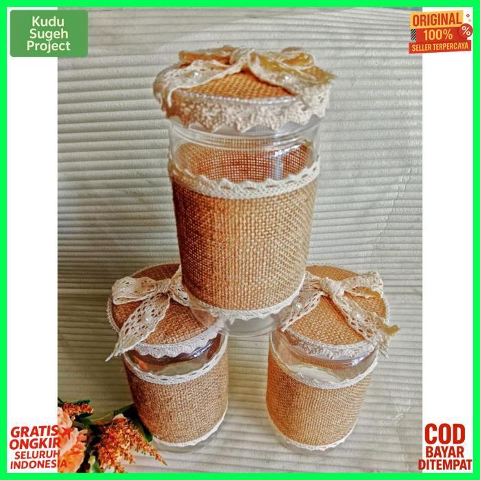 Quality (Isi 3 ) Toples Kain Goni 1000Ml- Toples Hias Ristic - Toples Lebaran - Toples Idul Fitri - 