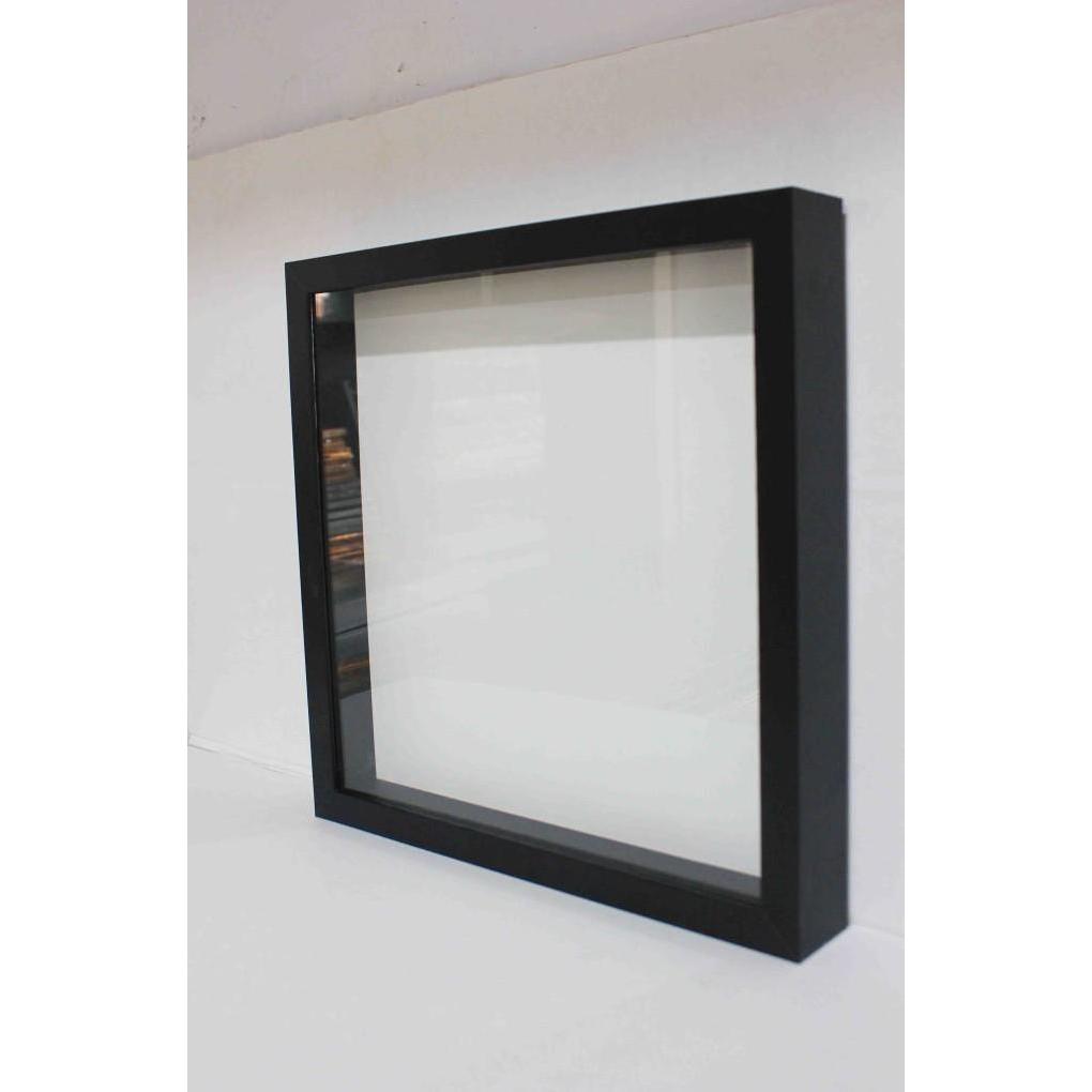 Bingkai Frame Blok 3D Rongga 5cm 30x30 CM/Hitam/Kaca
