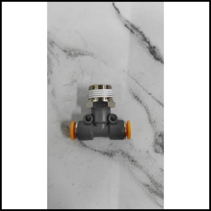 TERBARU NEPEL ANGIN FITTING PNEUMATIC TEE T CABANG 3 6MM DRAT 3/8 INCI