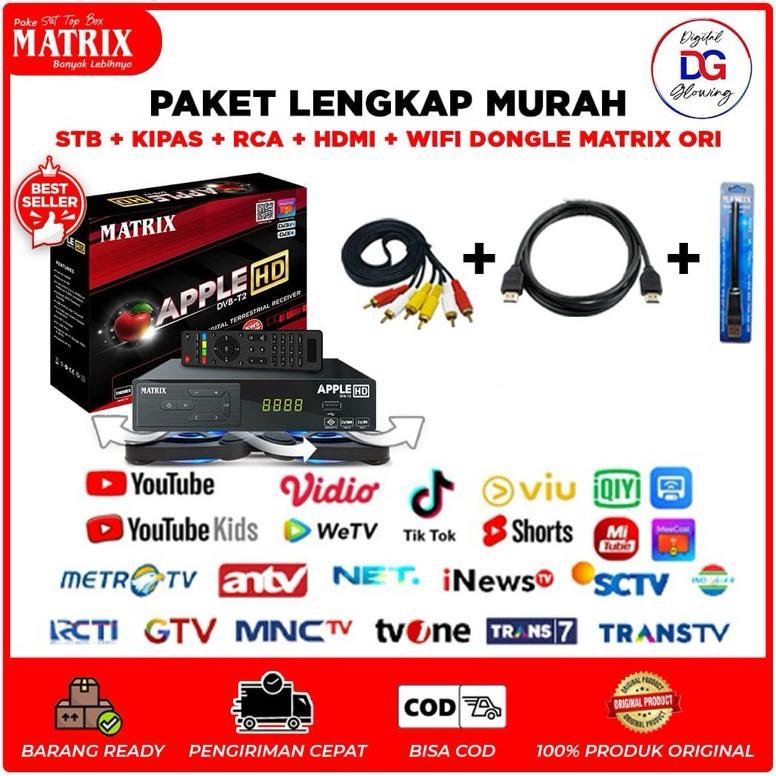 ERLONALIPEDIA MATRIX APPLE MERAH/SILVER/KUNING SUPER HD - STB TV DIGITAL YOUTUBE,MEECAST,APPLE CAST,
