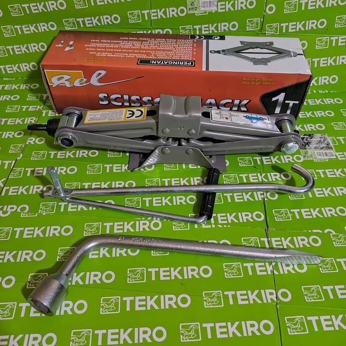 Dongkrak Mobil Model Jembatan REL Scissor Jack 1 Ton Universal - Kunci Roda L Uk 21mm Ready Dongkrak