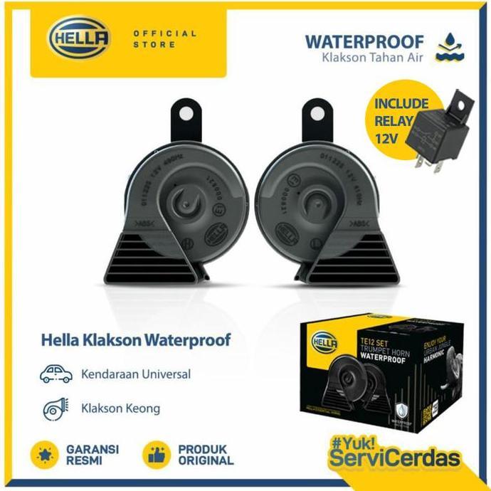 Klakson Mobil Waterproof Hella 12V Include Relay - Klakson Motor