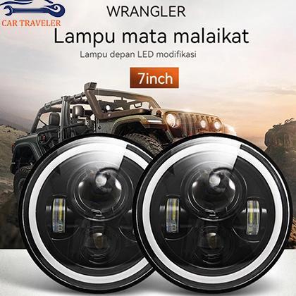 Lampu Utama Mobil 7 Inch Projie Plus 4 LED Dipimpin Lampu Depan Bulat Sepeda Motor Jeep Jimny Katana