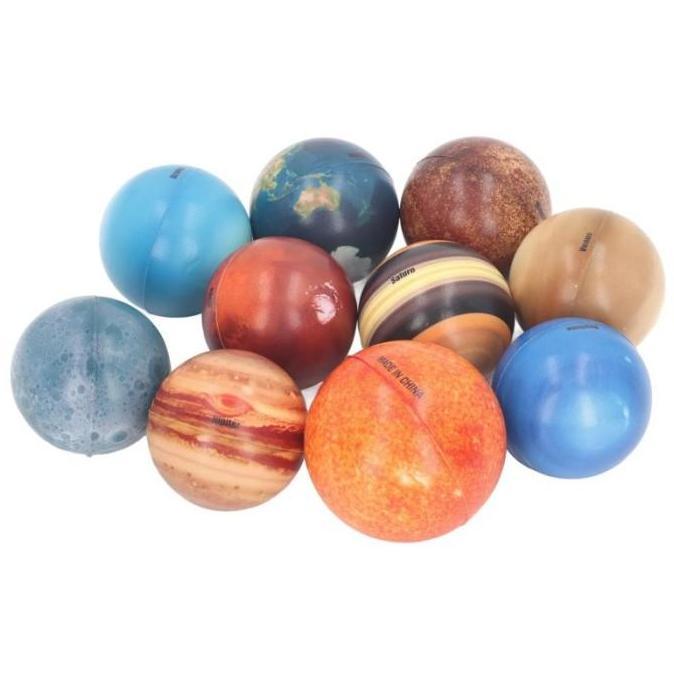 10pcs Bola Planet Tata Surya Paket Mainan Edukasi Bola Bola Planet Elastis Mainan Bola Planet