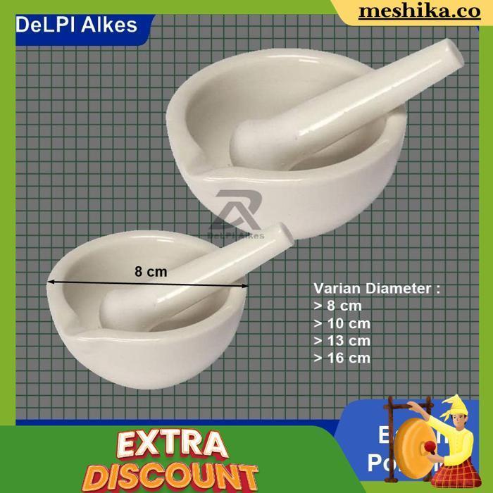 Mortar Alat Penumbuk Penggerus Obat Keramik Porselen Pestle Lumpang Alu Diameter 8 Cm, 10 Cm, 13 Cm,