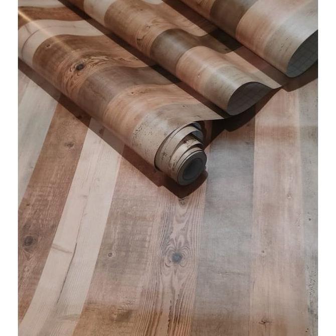 BELI 5 GRATIS 1 | BAYAR DI TEMPAT | Terlaris Wallpaper Sticker Dinding Murah Motif Serat Kayu Putih 