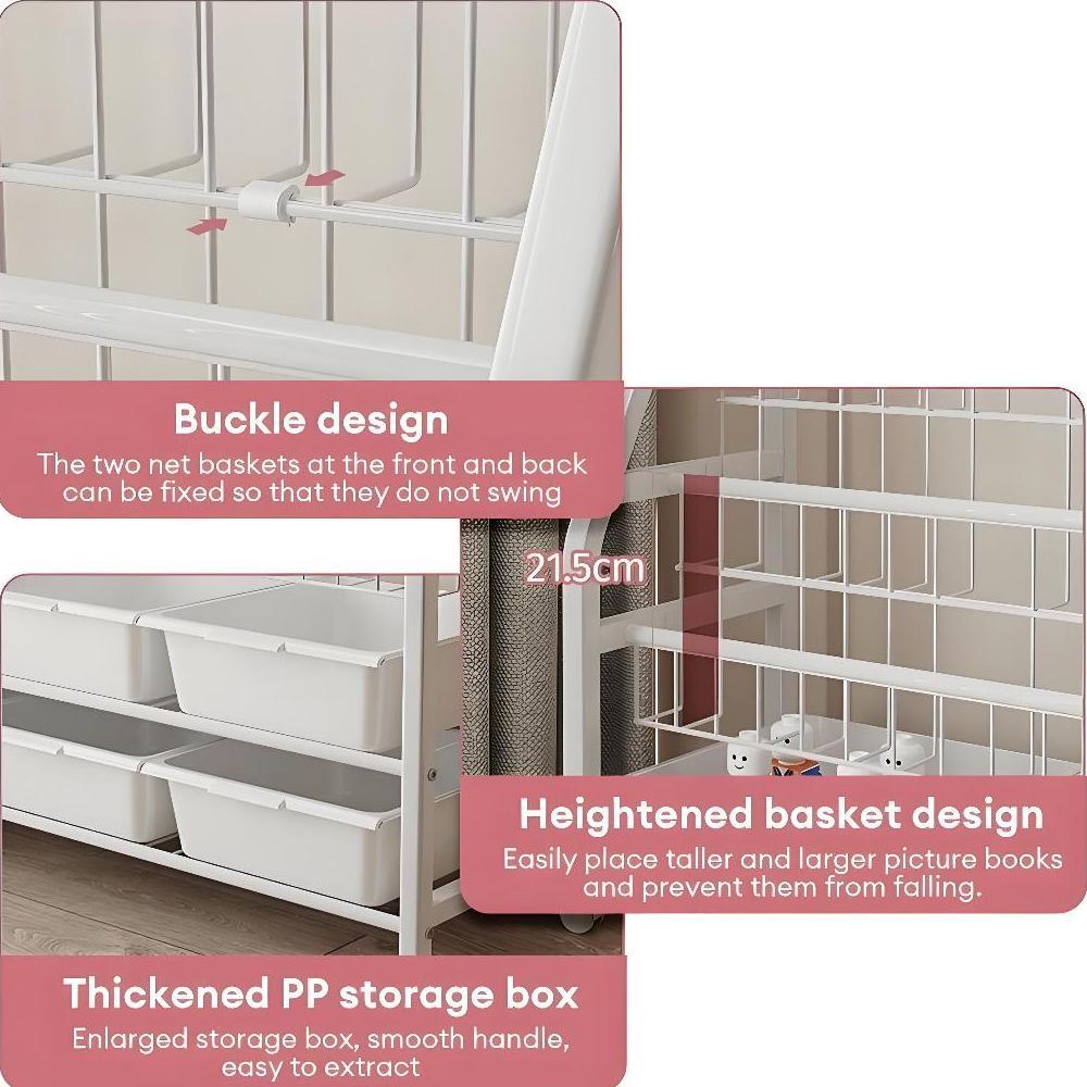 Rak Buku Susun Serbaguna Tempat Rak Buku Anak Rak Portable Roda Rak Mainan Rak Roda Toy Storage