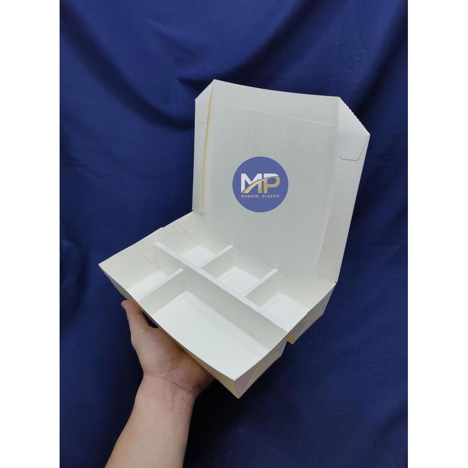 Paper Lunch Box Sekat 5 / Kotak Makan Kertas Sekat 5 -50Pcs