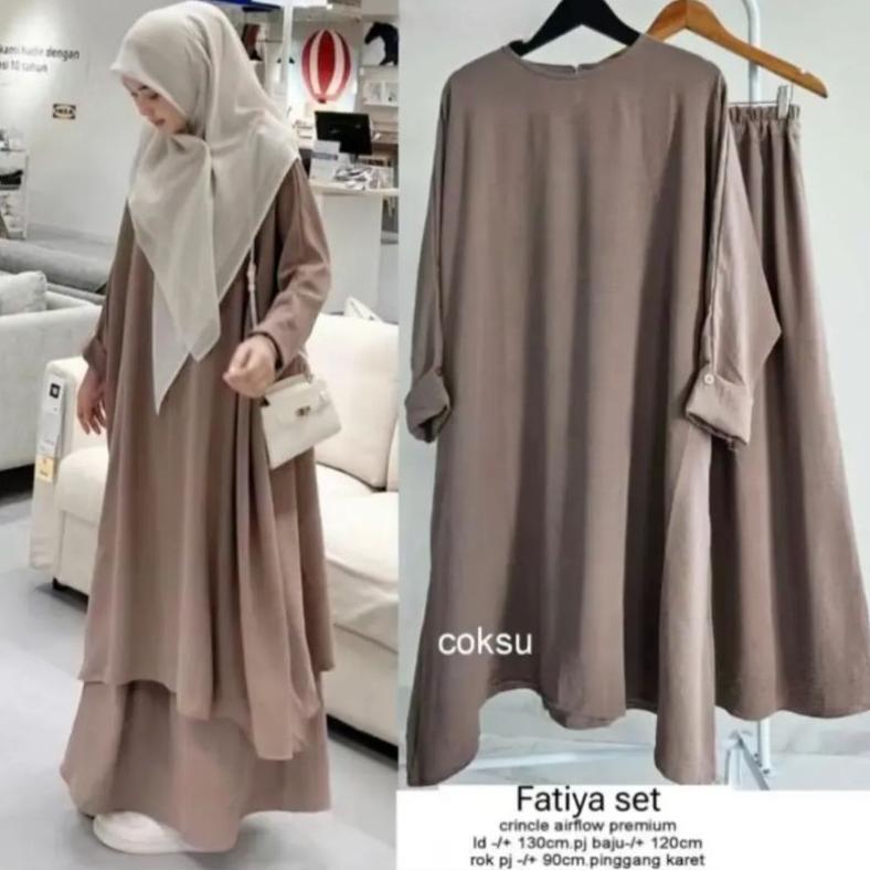 hot deals gamis fatiya crincle airflow ld 110//fatiya longset gamis premium//gamis wanita kekinian t