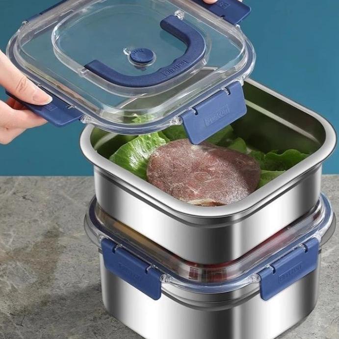 Kotak Makan Besar Tahan Panas Dan Anti Tumpah Tempat Makan / Lunch Box Stainless Steel 304