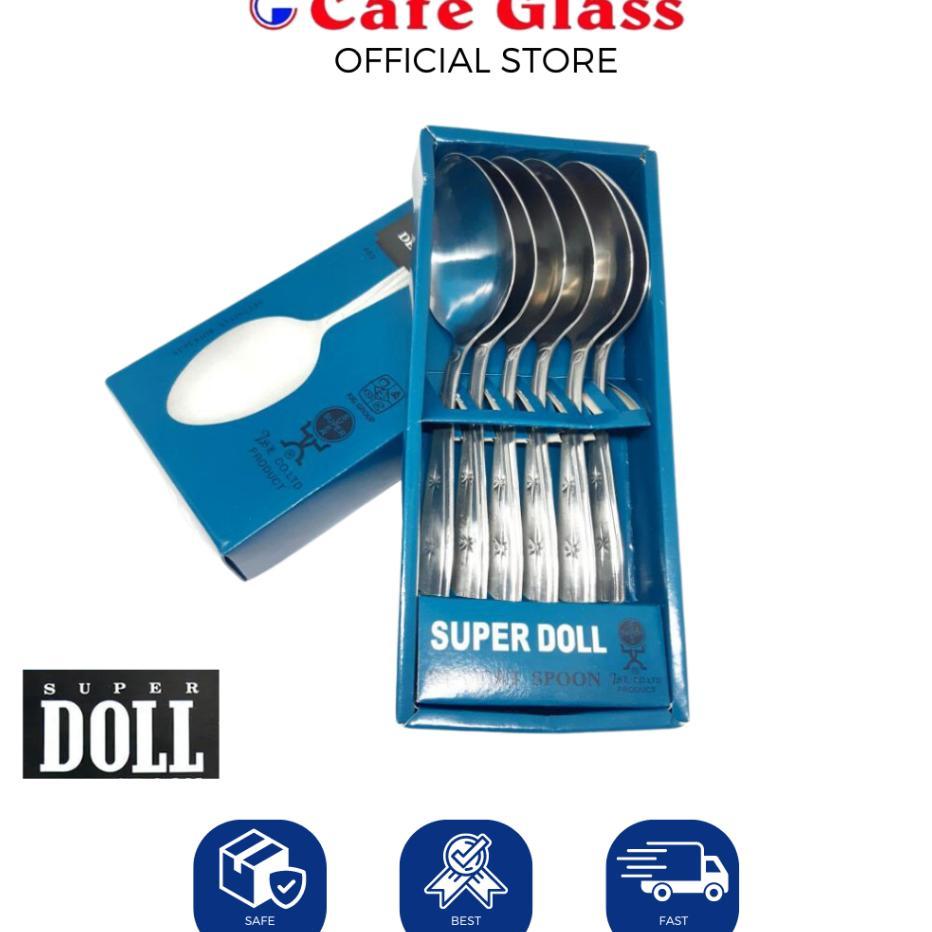 Sendok Makan Tebal Stainless - Sendok Makan Set 6 Pcs Hotel Restoran - Alat Makan Doll (403)
