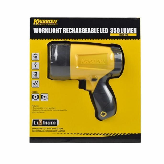 Ready  Senter Cas Led Krisbow 350 Lumens - Mode Operasi High/Low - Lampu, Baterai