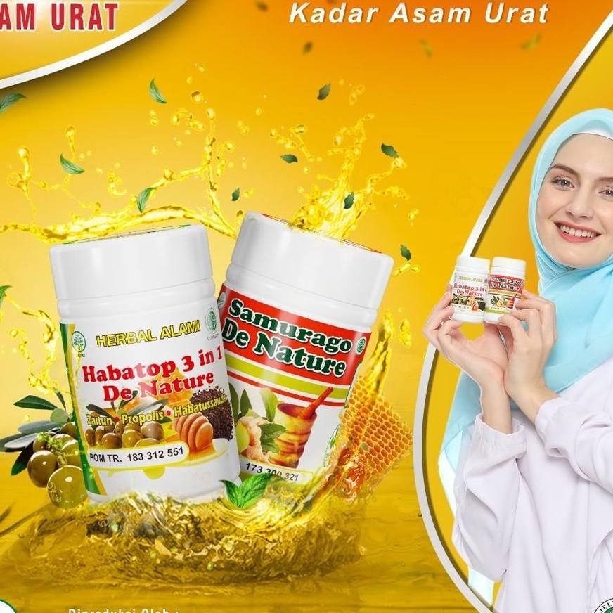 Samurago Habatop 3In1 Obat Herbal Asam Urat Kesemutan Pegal Linu Isi 100 Kapsul