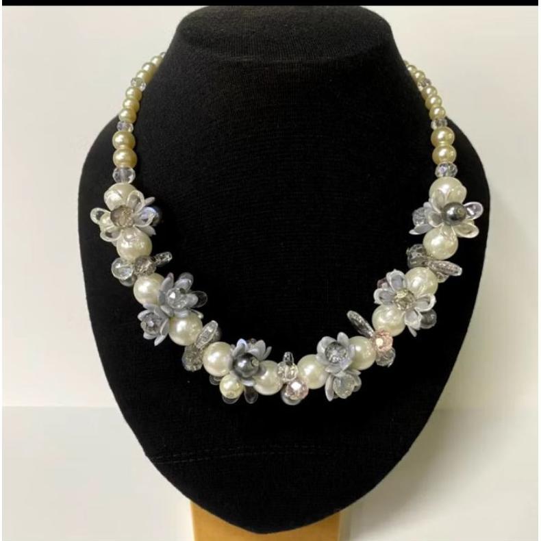 Kalung Hijab | Aksesoris Kalung Wanita | Kalung Mutiara Kristal | Kalung Pesta Premium Quality