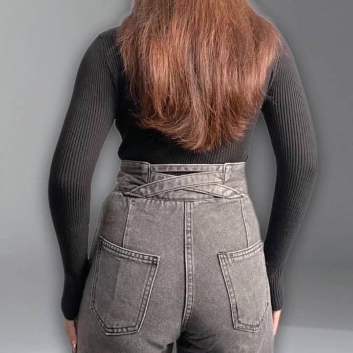 Celana Kulot Jeans Otentik J23 - Highwaist Kulot Jeans  Loose Wanita - Celana Kulot Silang Premium