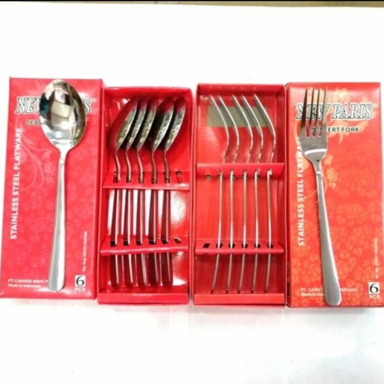 New Paris -1 Pak Isi 6Pcs - Sendok & Garpu Makan ,Sendok& Garpu Kecil & Sendok Teh Panjang