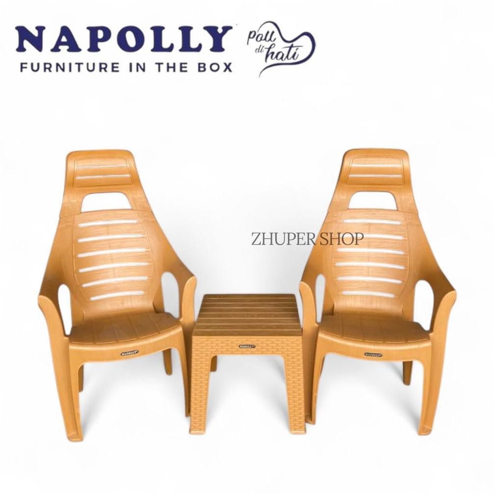 Napolly - 1 Set 2 Kursi 678 Hr / 833 Santai Sandaran Kepala / Kursi Santai Plastik Napolly / Kursi T