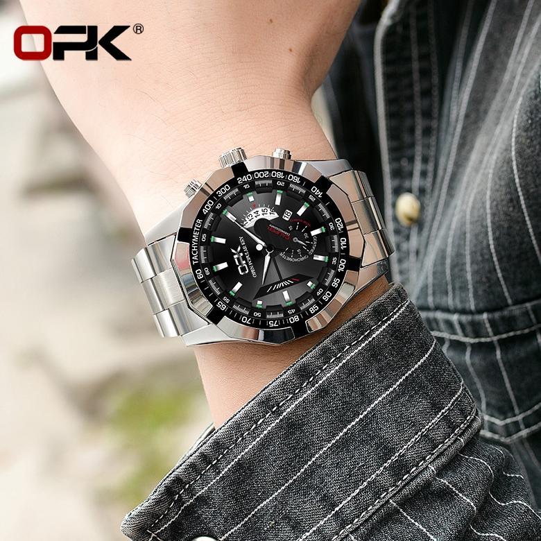 BESTPROMO OPK Jam Tangan Pria Anti Air Original Rantai Analog Chain Stainless Tahan Bisnis Kuarsa Ne
