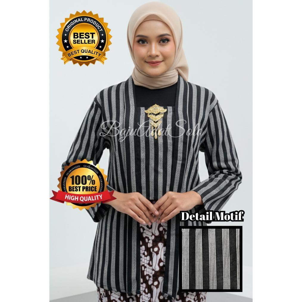 Best Seller Kebaya Lurik Kutubaru Lengan Panjang Wanita Dewasa/Baju Adat Jawa Lurik