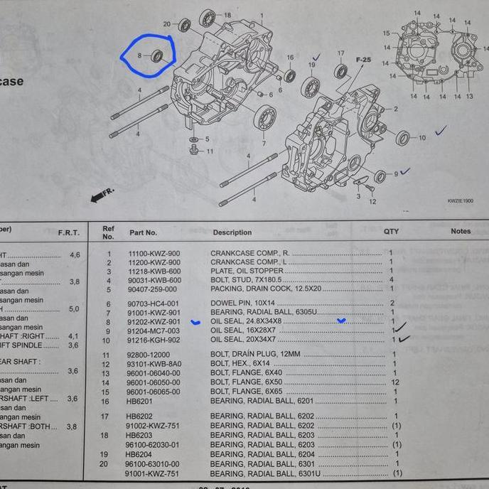 Ready 91202-KWZ-901 : SIL MAGNIT SEBELAH KIRI REVO AT / OIL SEAL 24.8X34X8 ORIGINAL HONDA MOTOR CO.,