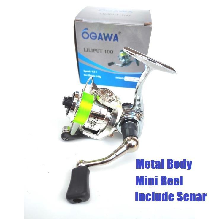 new reel pancing ogawa liliput 100 mini reel metal body include senar reel kuat ultra light