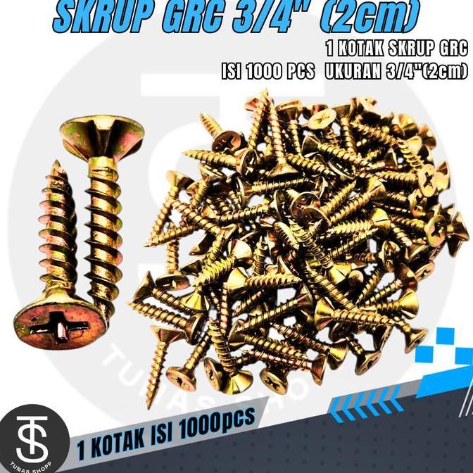 Sekrup Grc 3/4" (2Cm) 1 Kotak Isi 1000 Pcs / Sekrup GRC Ukuran 3/4 Inch / Sekrup GRC Tahan Karat / B