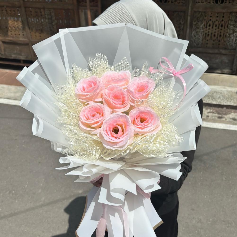 Best Seller Glitter Buket Bunga Arificial | Awet Anti Layu | Buket Wisuda | Bouquet Wisuda Malang