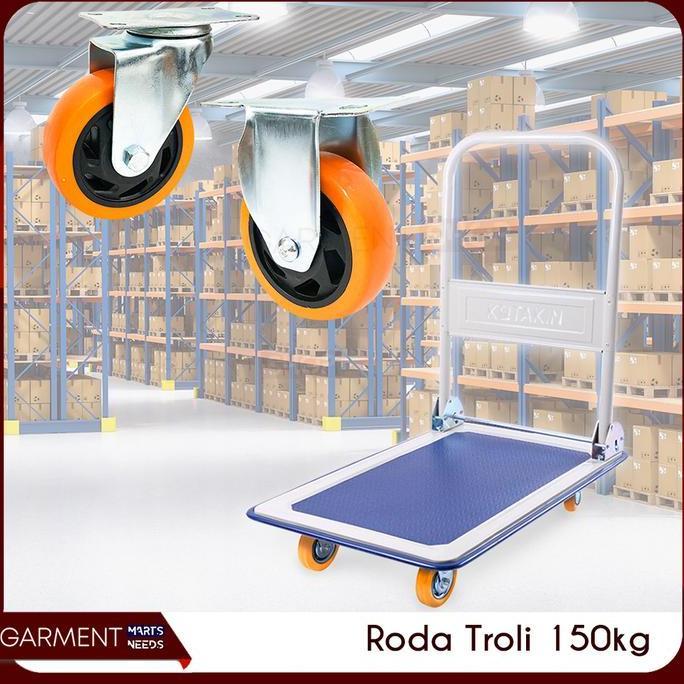 EXQWISITE Roda Troli Barang 4 Inch Hand Truck Trolley Ban Karet Dorongan Gerobak